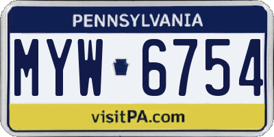 PA license plate MYW6754