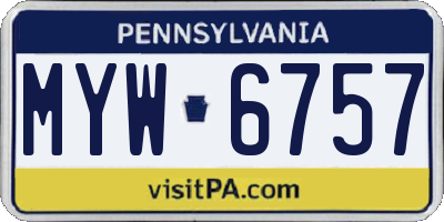 PA license plate MYW6757