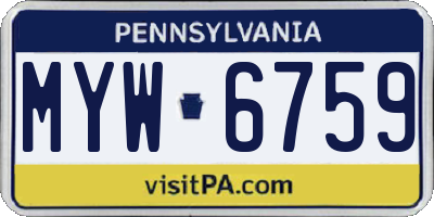 PA license plate MYW6759