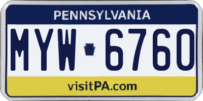 PA license plate MYW6760