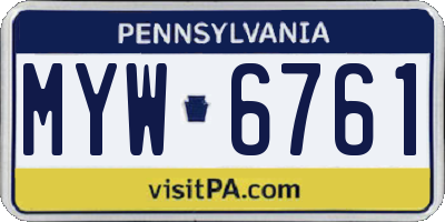 PA license plate MYW6761