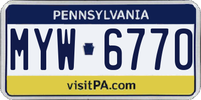 PA license plate MYW6770