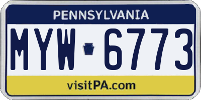 PA license plate MYW6773