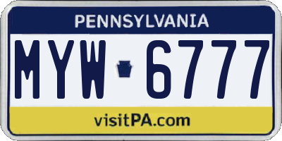 PA license plate MYW6777