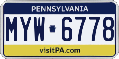 PA license plate MYW6778