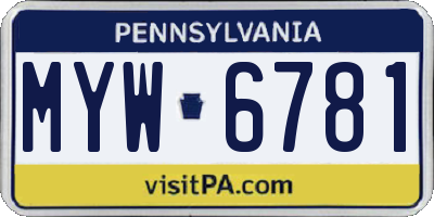 PA license plate MYW6781