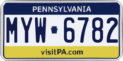 PA license plate MYW6782