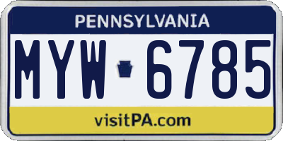 PA license plate MYW6785