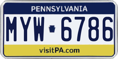 PA license plate MYW6786