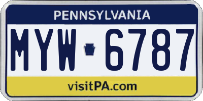 PA license plate MYW6787