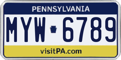PA license plate MYW6789