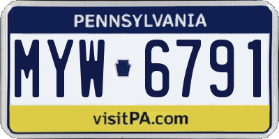PA license plate MYW6791