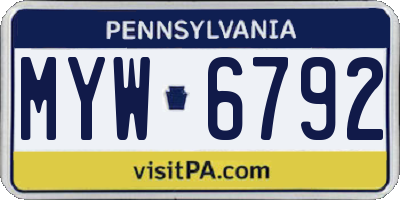 PA license plate MYW6792