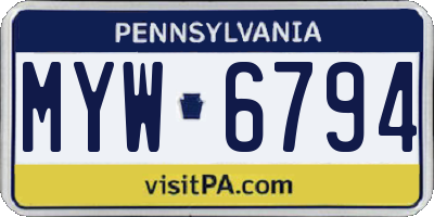 PA license plate MYW6794
