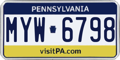 PA license plate MYW6798
