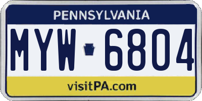 PA license plate MYW6804