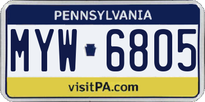 PA license plate MYW6805