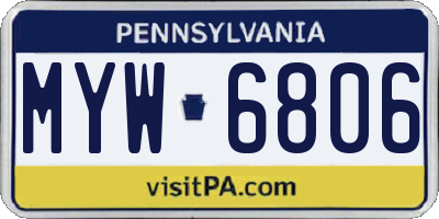 PA license plate MYW6806