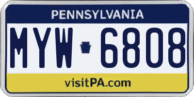 PA license plate MYW6808