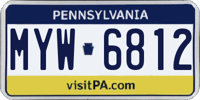 PA license plate MYW6812