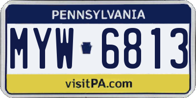 PA license plate MYW6813