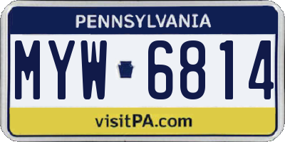 PA license plate MYW6814
