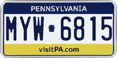 PA license plate MYW6815
