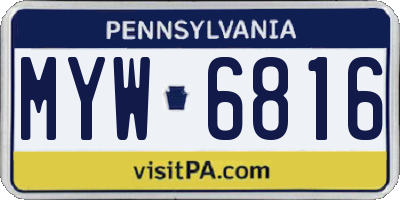 PA license plate MYW6816
