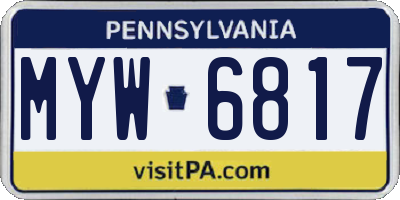 PA license plate MYW6817