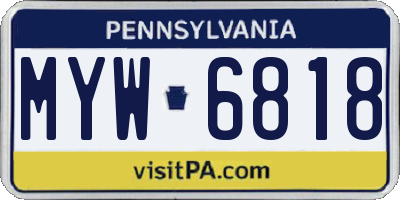 PA license plate MYW6818