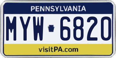 PA license plate MYW6820