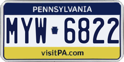 PA license plate MYW6822