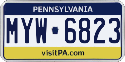 PA license plate MYW6823