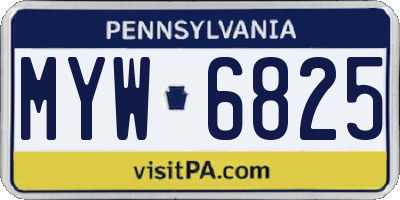 PA license plate MYW6825