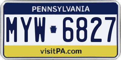 PA license plate MYW6827