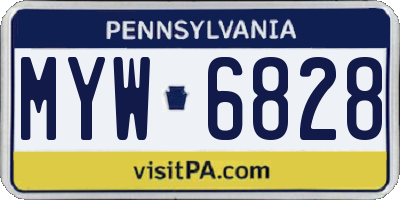 PA license plate MYW6828