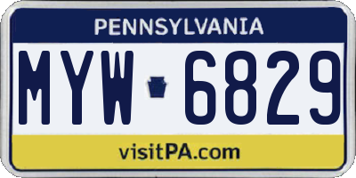 PA license plate MYW6829
