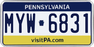 PA license plate MYW6831