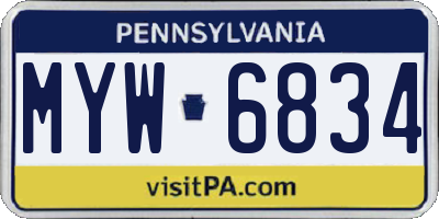 PA license plate MYW6834