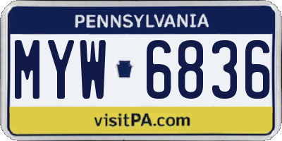 PA license plate MYW6836