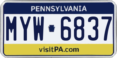 PA license plate MYW6837