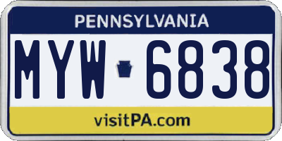 PA license plate MYW6838