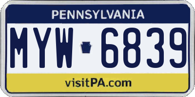 PA license plate MYW6839