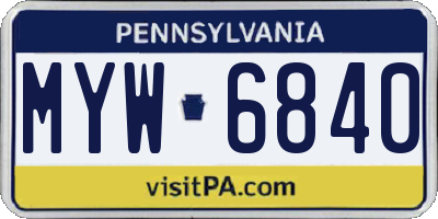 PA license plate MYW6840