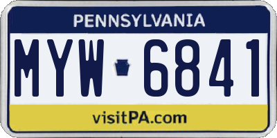PA license plate MYW6841