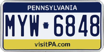 PA license plate MYW6848