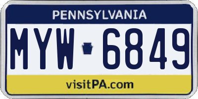 PA license plate MYW6849