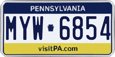 PA license plate MYW6854