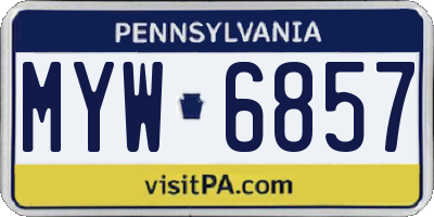 PA license plate MYW6857