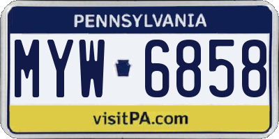 PA license plate MYW6858